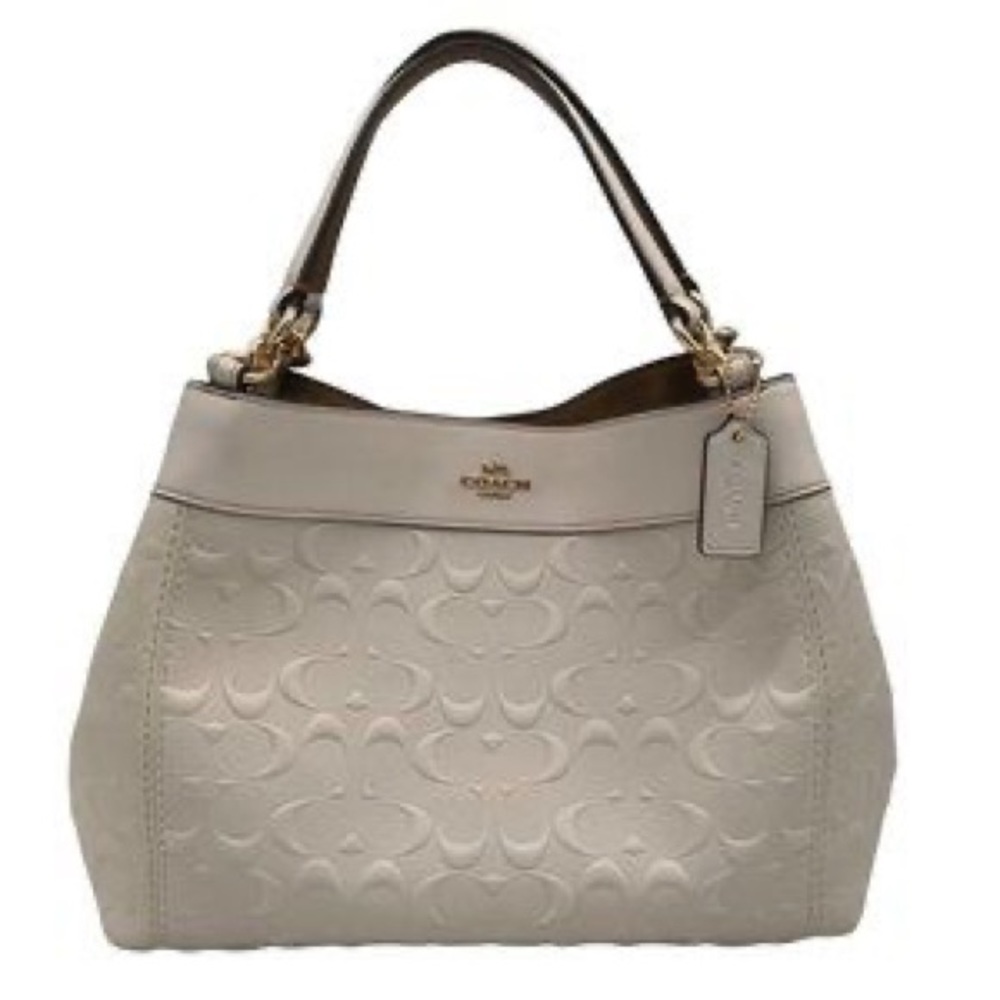 NWT Coach Cream Embossed Lexy Shoulder Bag with Matching Wallet